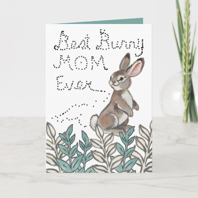 Best Bunny Mum Ever Cute Rabbit Text Birthday Card (Front)