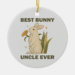 Best Bunny Uncle Ever Family Party Birthday Gifts Ceramic Tree Decoration