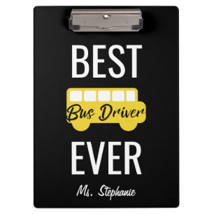 Best Bus Driver Ever Personalised Yellow Black Clipboard
