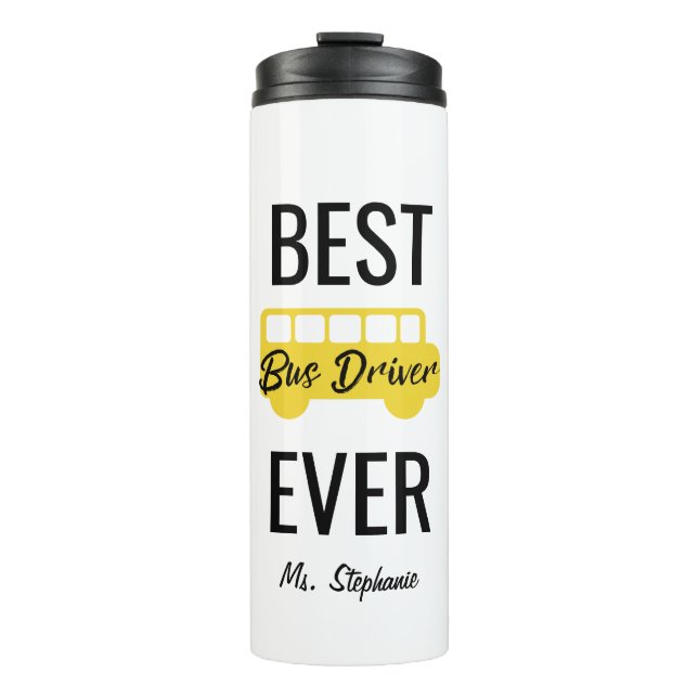 Best Bus Driver Ever Personalised Yellow Black Thermal Tumbler (Front)