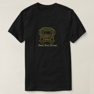 Best Bus Driver Golden Bus Outline T-Shirt