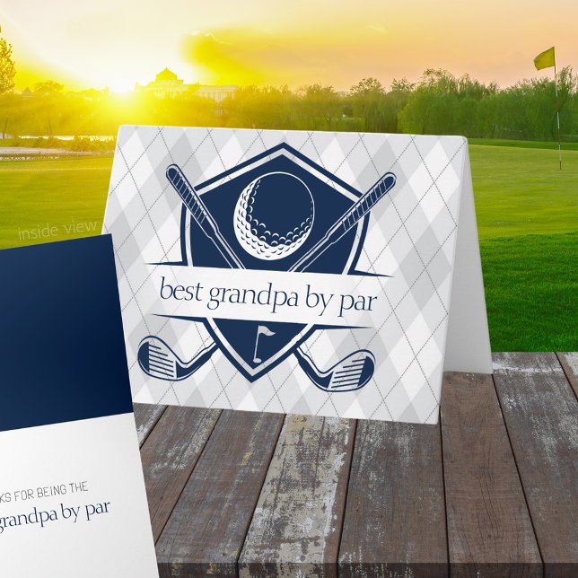 Best By Par Personalised Navy Golf Folding Gift Card (Golf Best by Par Best in the Game Folding Gift Greeting Card for Him or Her)