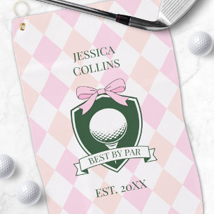 Best By Par Pink Modern Elegant Girly Lady Golfer Golf Towel