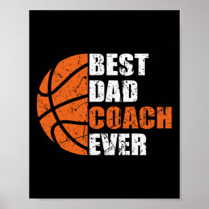 Best Bysketbyll Dad Coach Ever Fathers Day Retro B Poster