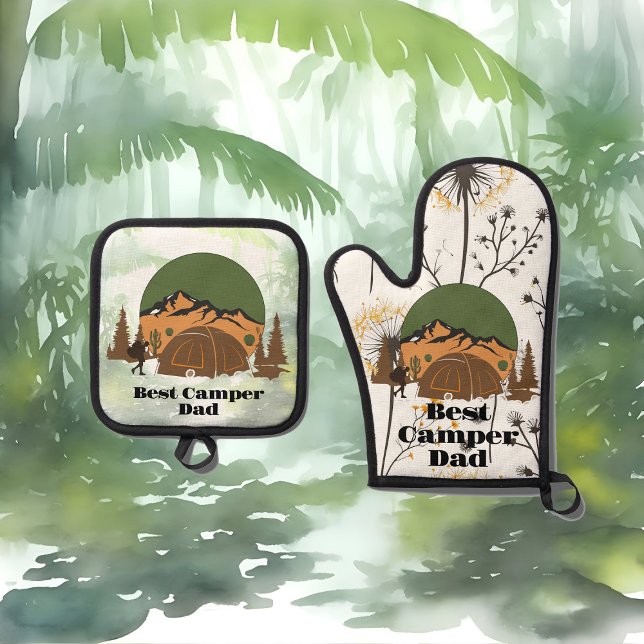 Best Camper Dad Forest Woodlands Tent Father's Day Oven Mitt & Pot Holder Set (Best Camper Dad Forest Woodlands Tent Father's Day Oven Mitt & Pot Holder Set)