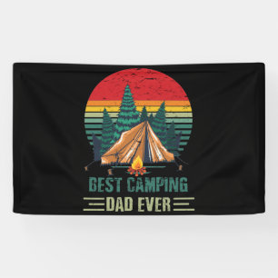 Best Camping Dad Ever Father's Day Vintage Sunset Banner