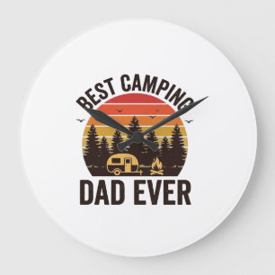 Best Camping Dad Ever Vintage Camping Design_1 Large Clock