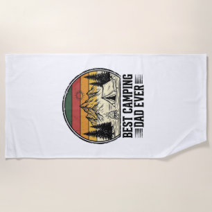 Best Camping Dad Ever Vintage Outdoor Shirt Design Beach Towel