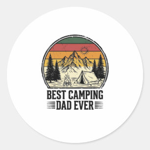 Best Camping Dad Ever Vintage Outdoor Shirt Design Classic Round Sticker