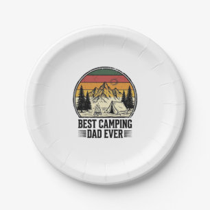 Best Camping Dad Ever Vintage Outdoor Shirt Design Paper Plate