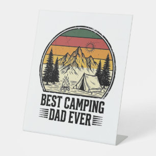 Best Camping Dad Ever Vintage Outdoor Shirt Design Pedestal Sign