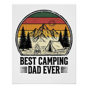 Best Camping Dad Ever Vintage Outdoor Shirt Design Poster