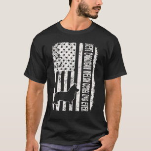 Best Cardigan Welsh Corgi Dad Ever American Flag T-Shirt