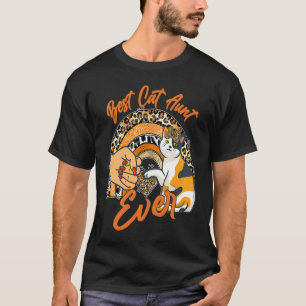 Best Cat Aunt Ever Cat Leopard Rainbow Mother's D T-Shirt