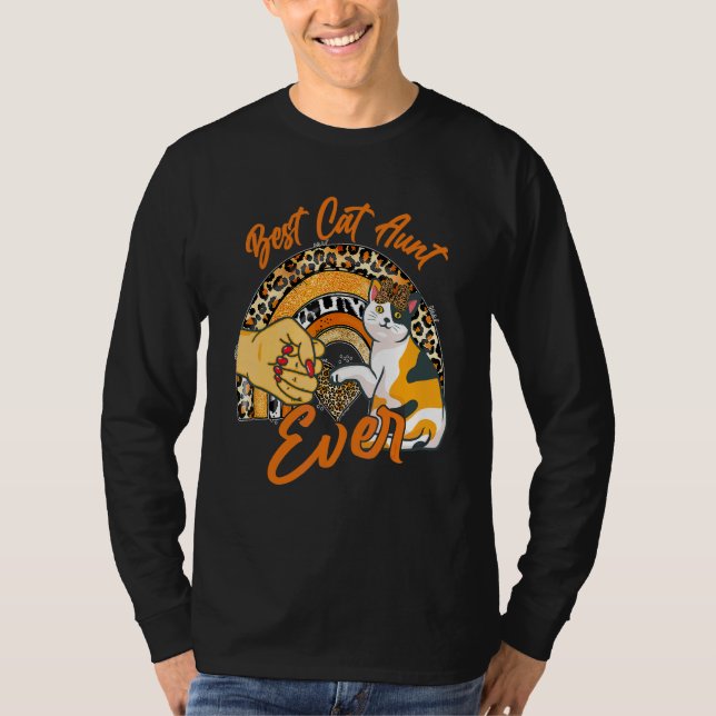 Best Cat Aunt Ever  Cat Leopard Rainbow Mother's D T-Shirt (Front)