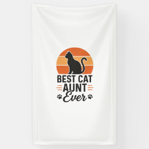 Best Cat Aunt Ever Vintage Sunset Cat Shirt Design Banner