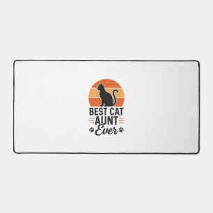 Best Cat Aunt Ever Vintage Sunset Cat Shirt Design Desk Mat