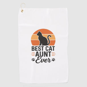 Best Cat Aunt Ever Vintage Sunset Cat Shirt Design Golf Towel