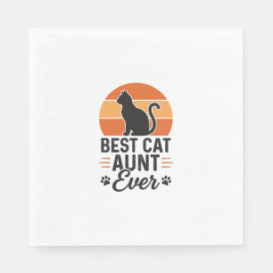 Best Cat Aunt Ever Vintage Sunset Cat Shirt Design Napkin