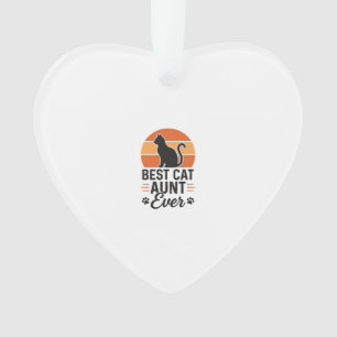 Best Cat Aunt Ever Vintage Sunset Cat Shirt Design Ornament