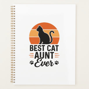 Best Cat Aunt Ever Vintage Sunset Cat Shirt Design Planner
