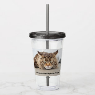 Best cat axe murderer expression acrylic tumbler