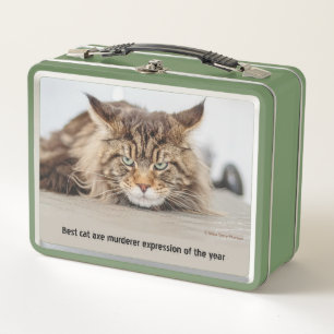 Best cat axe murderer expression metal lunch box