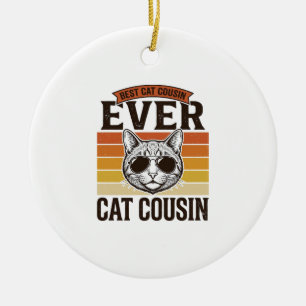 Best Cat Cousin Ever Vintage Cat Shirt Design_1 Ceramic Tree Decoration