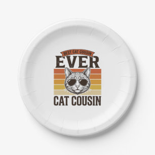 Best Cat Cousin Ever Vintage Cat Shirt Design_1 Paper Plate