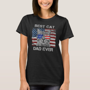 Best Cat Dad American Flag Sunglasses Patriotic 4t T-Shirt