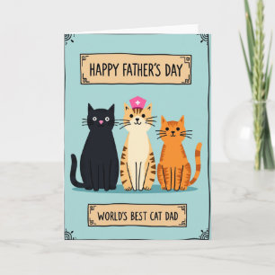 Best Cat Dad Art Fathers Day Card