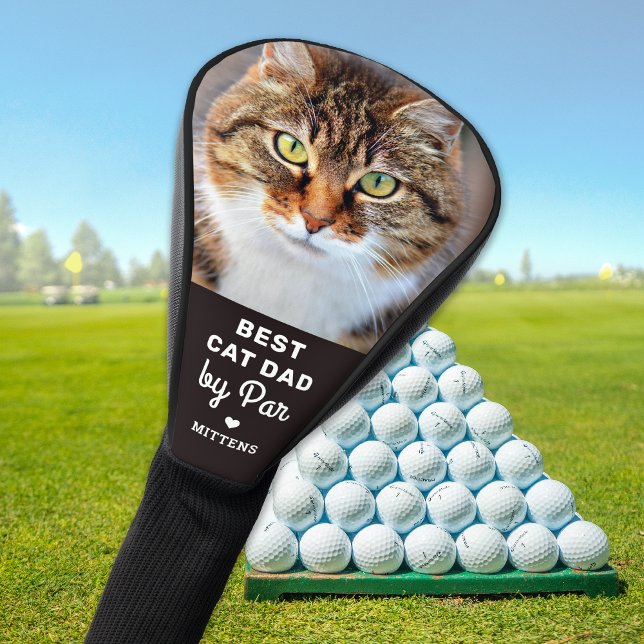 Best CAT DAD By Par Custom Pet Photo Personalised  Golf Head Cover (Creator Uploaded)
