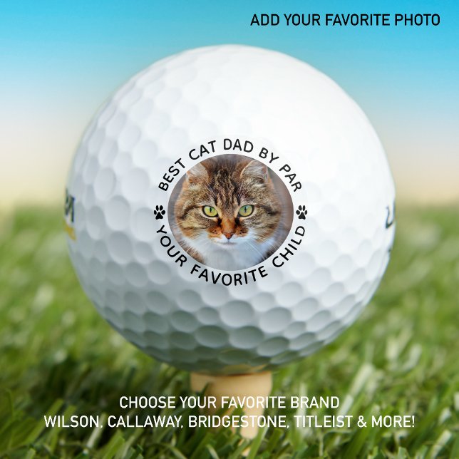 Best CAT DAD By Par Paw Print Custom Photo Golf Balls (Creator Uploaded)
