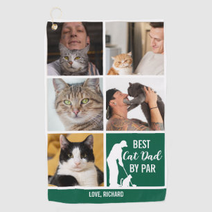 Best Cat Dad By Par Photo Collage for Father’s Day Golf Towel