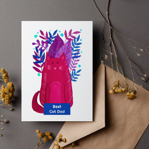 Best Cat Dad Cat and branches illustration Holiday Card