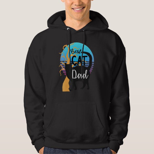 Best Cat Dad Dads Halloween Black Cat Hoodie (Front)