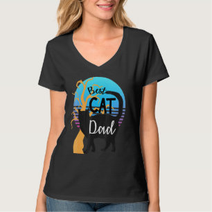 Best Cat Dad Dads Halloween Black Cat T-Shirt