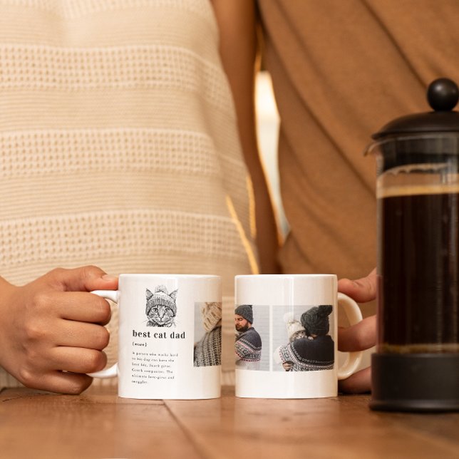 Best Cat Dad Definition | Three Photo Coffee Mug (Creator Uploaded)