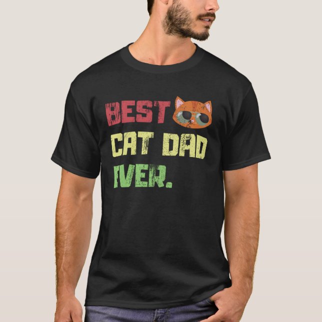 Best Cat Dad Distressed T-Shirt (Front)