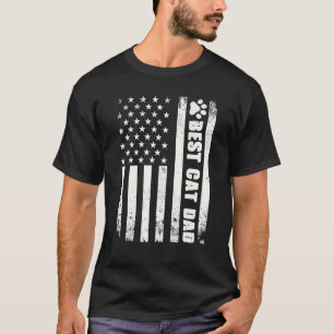 Best Cat Dad Ever American Flag Camo  For Fathers  T-Shirt