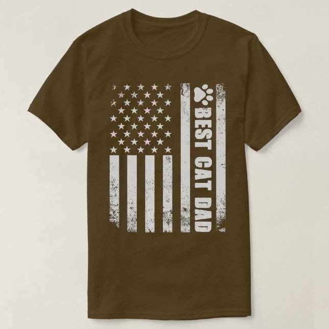 Best Cat Dad Ever American Flag Camo  For Fathers  T-Shirt (Design Front)