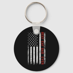 Best Cat Dad Ever American Flag Cat Dad Fathers Da Key Ring