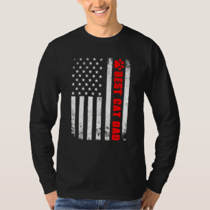 Best Cat Dad Ever American Flag Fun Cats Fathers T-Shirt