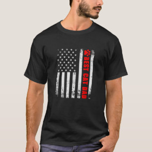 Best Cat Dad Ever American Flag USA Patriotic Fun T-Shirt