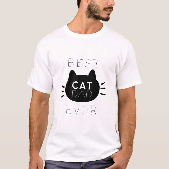 Best Cat Dad Ever Black Cat Face T-Shirt (Front)
