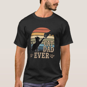 Best Cat Dad Ever Bump Fist Retro Funny Daddy Cat  T-Shirt
