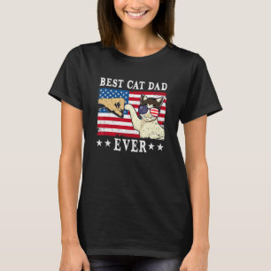 Best Cat Dad Ever Cat American Flag Fist Bump 4th T-Shirt