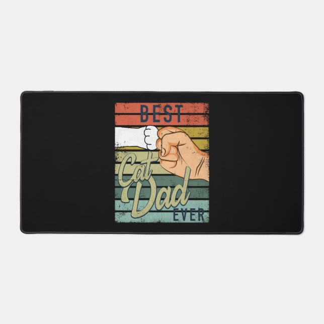 Best Cat Dad Ever Cat Dad Ghetto Fist Desk Mat (Front)