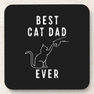 Best Cat Dad Ever Cat Daddy Paw Fist Bump Meow Coaster