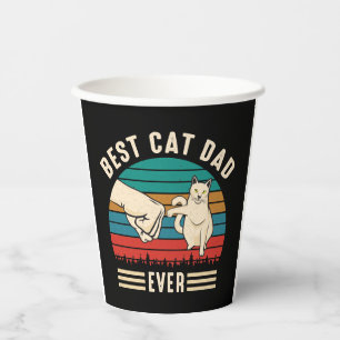 Best Cat Dad Ever Cat Fist Vintage Men Paper Cups
